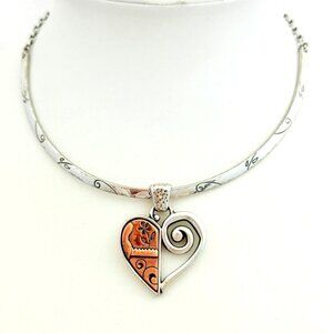 Brighton's Pablos Passion Reversible Silver Tone/Copper Heart - Choker Necklace